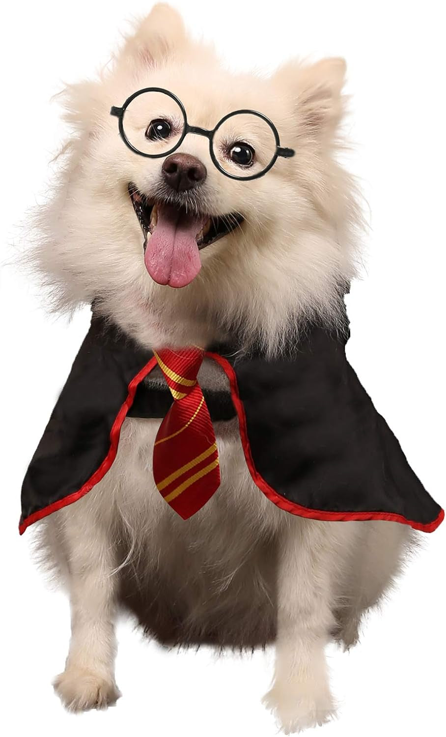 Halloween Dog Costume Pet Wizard Shirt Cat Soft Clothes for Dogs Cats Soft Hoodies with Glasses (Large)