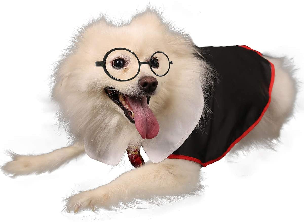 Dog Halloween Costume Pet Wizard Shirt Funny Cat Clothes for Dogs Cats Clothing with Glasses (Small)