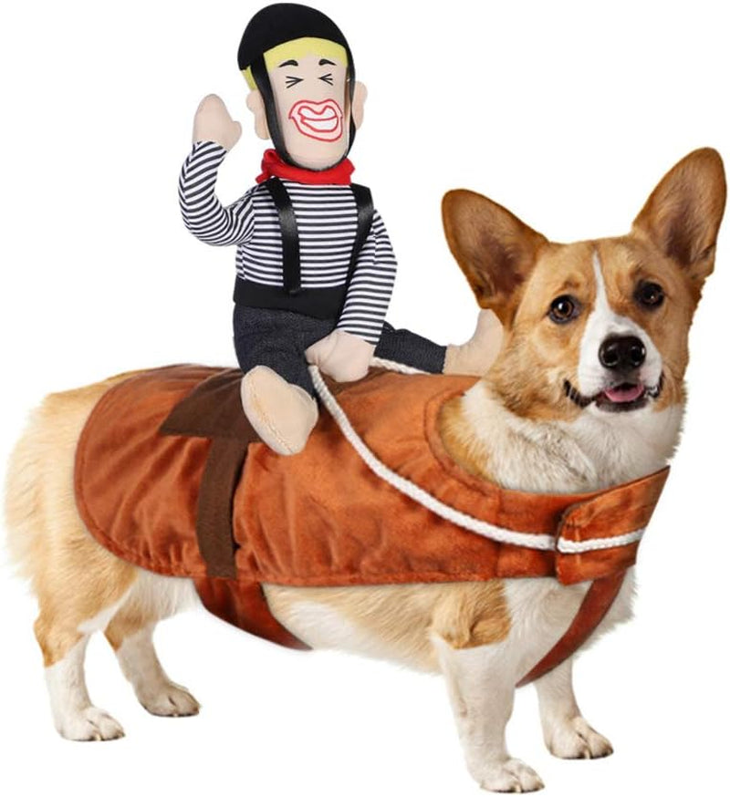 Dog Costume Horse - Cowboy Rider Horse Riding Dog Costume Funny Dog Carrying Costume for Small Large Puppy - Pet Apparel Dress up Outfits for Halloween Christmas