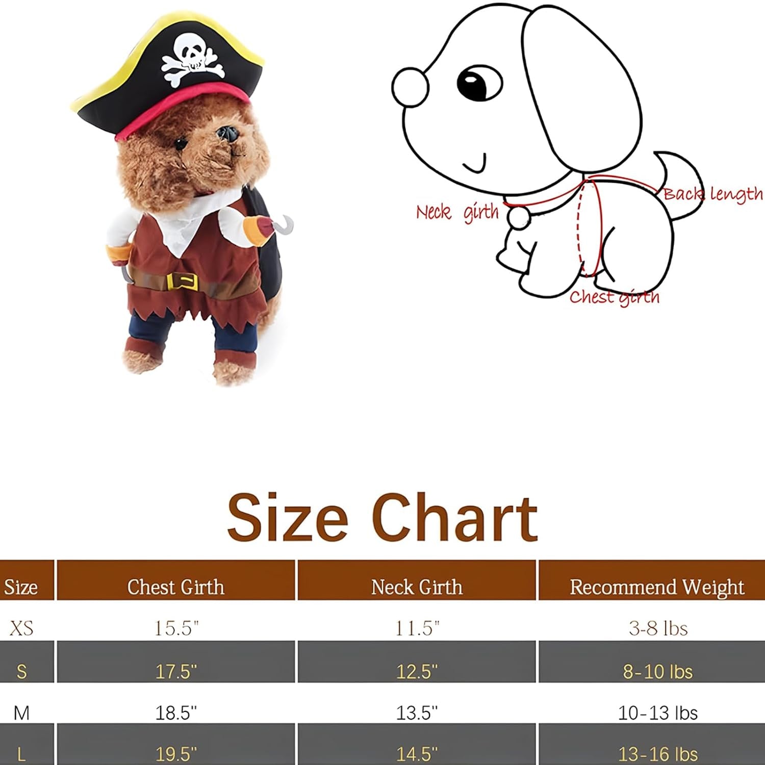 Pet Dog Costume Pirates of the Caribbean Style (Medium)