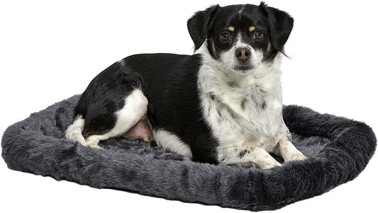 Pet Products Gray Dog Bed | Bolster Dog Bed Fits Metal Dog Crates | Machine Wash & Dry